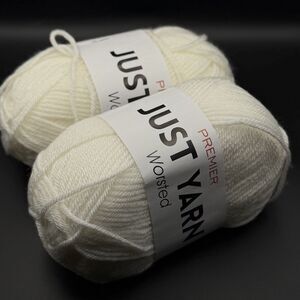Premier Yarns Just Yarn Worsted Weight 4 Acrylic Skein, Snow 1116-78 LOT OF 2